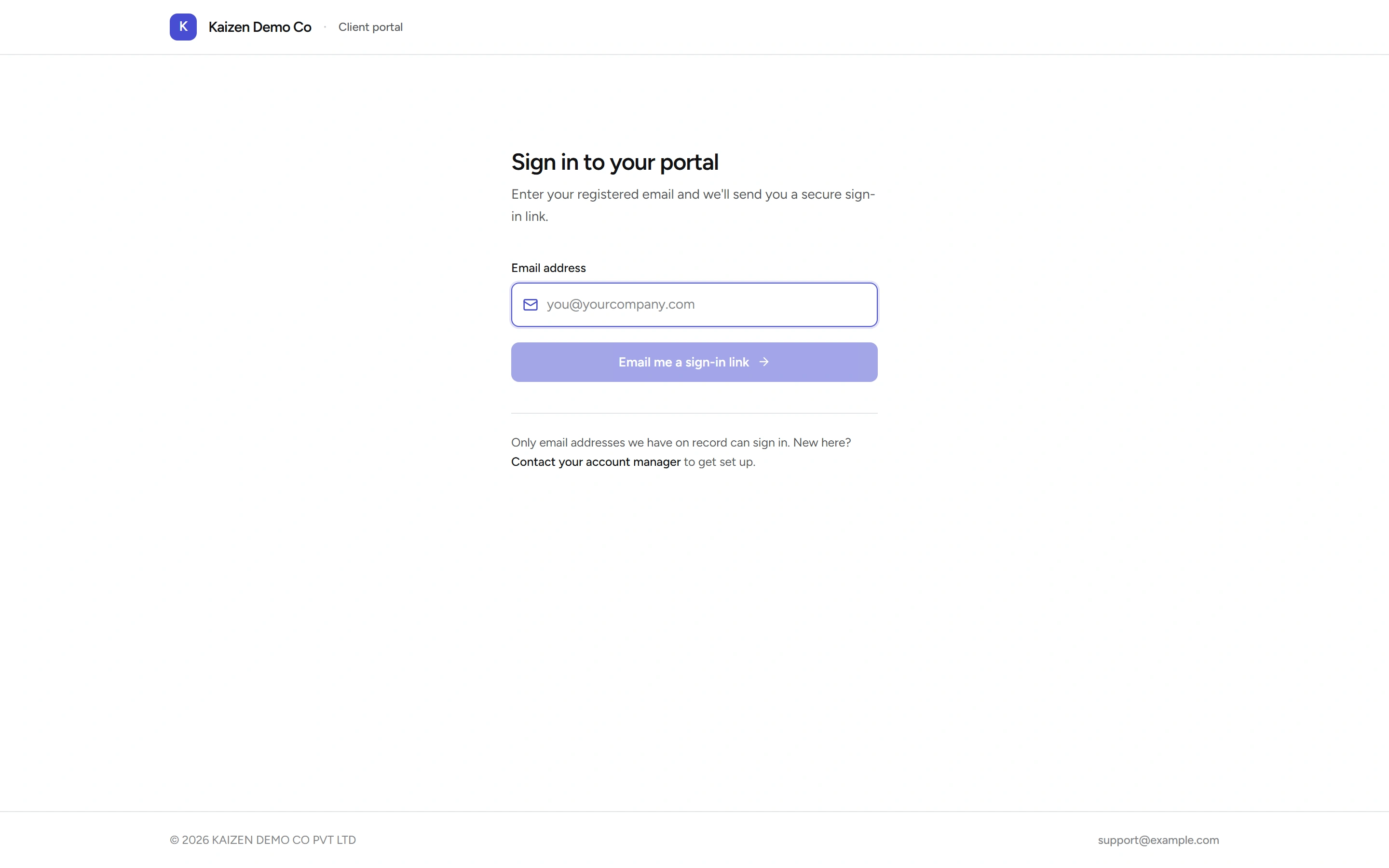 The sign-in page — your email address is all you need